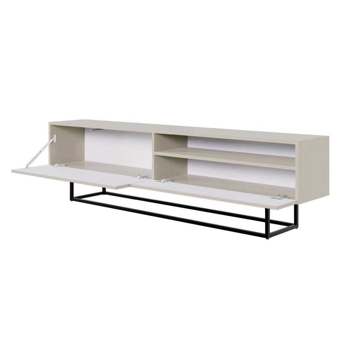 TV-SCHRANK Veldio Graubeige mit offenem Fach und schwarzen Beinen 175 cm - Taupe/Greige, Holzwerkstoff/Metall (175/46.5/31.6cm) - Selsey
