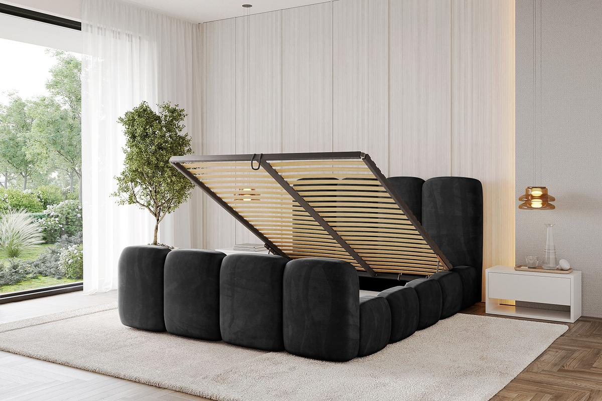 POLSTERBETT mit Bettkasten, Fußteil und Lattenrost, Boxbett ohne Matratze - KALA-Z 120x200 Schwarz - Schwarz, Holzwerkstoff/Textil (120/200cm) - ALTDECOR