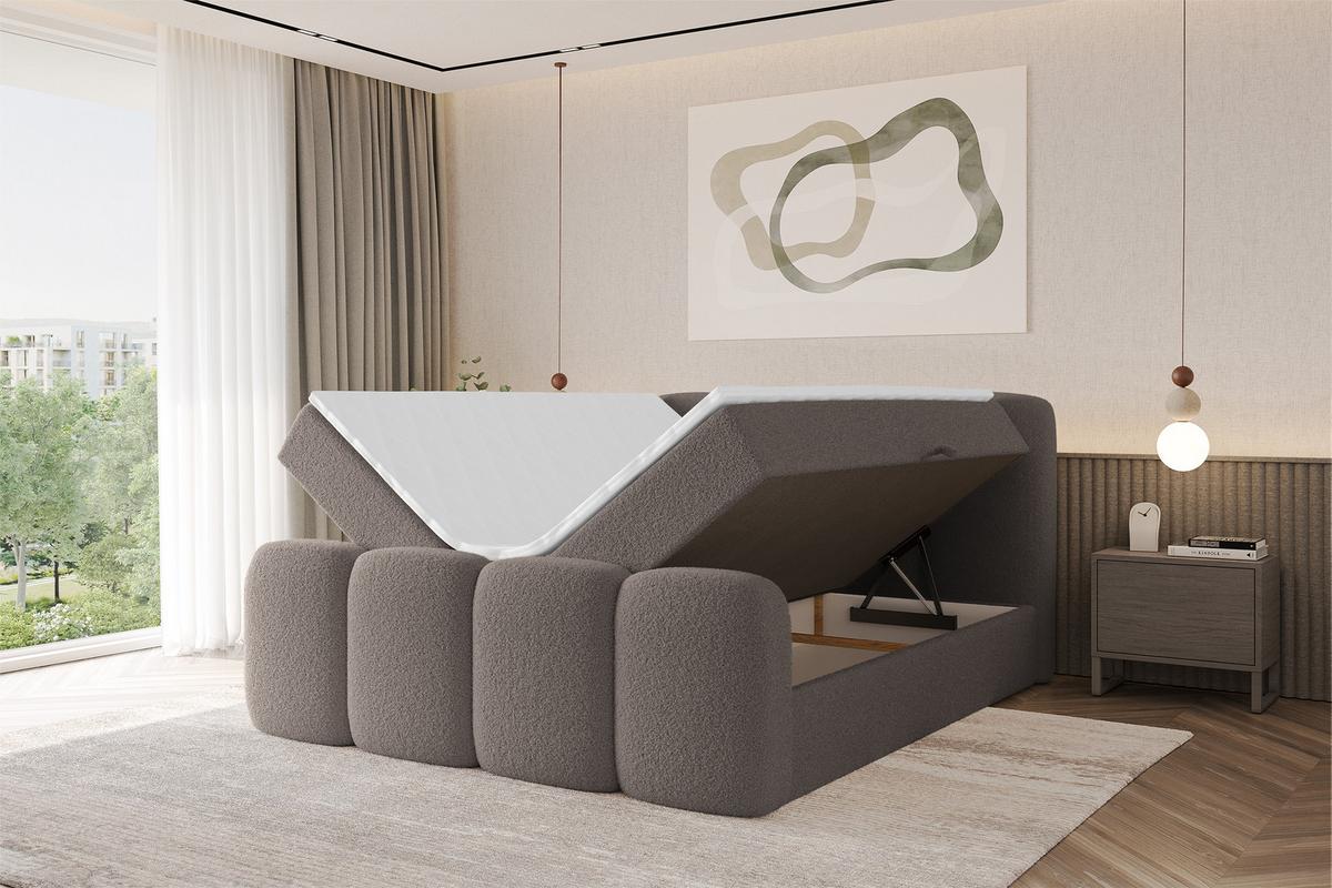 BOXBETT mit Matratze H3 - NINA-Z - 160x200 cm Braun - Braun, Holzwerkstoff (160/200cm) - ALTDECOR