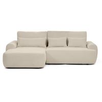 ECKSCHLAFSOFA Oliver im Bouclé-Gewebe, Beige, links - Beige/Schwarz, Textil (266/160cm) - Beautysofa
