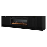TV-LOWBOARD Tireno EF mit Elektrische Kamin - Goldfarben/Schwarz, Holzwerkstoff/Metall (182/48/40cm) - MIRJAN24