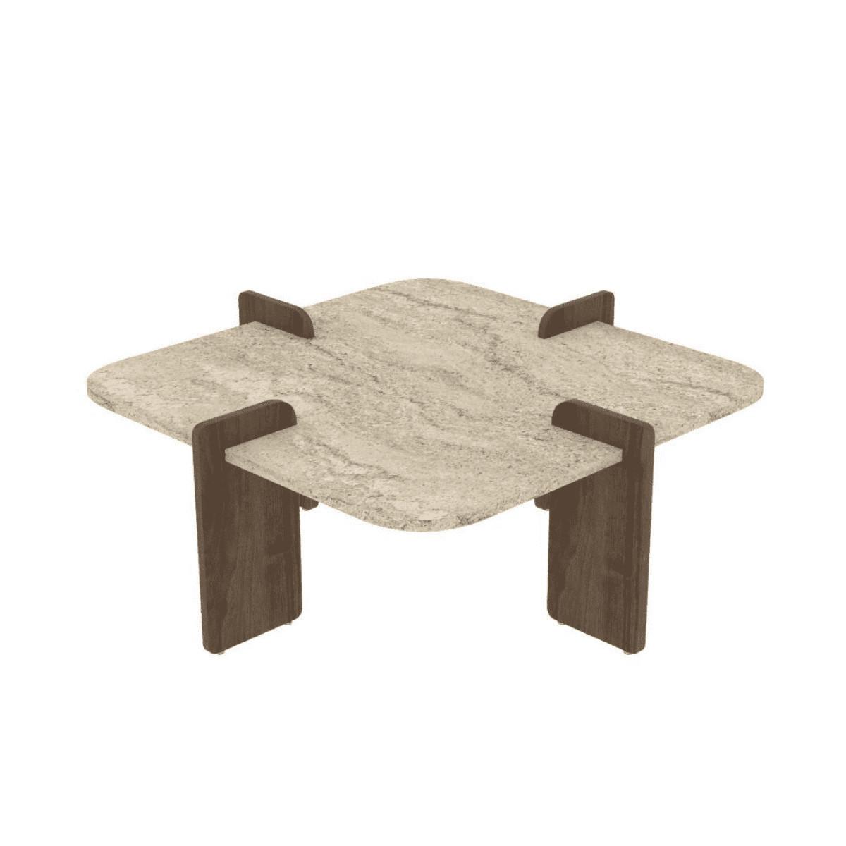 COUCHTISCH mit asymmetrischen Beinen 90/90/35 cm - Eichefarben, Holzwerkstoff (8/90/35cm) - Calicosy