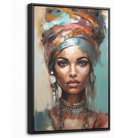 LEINWAND Bilder mit Rahmen - Frau - Kunst - Schmuck - Porträt - 40x60 - Blaugrau, Textil (40/60cm) - MuchoWow