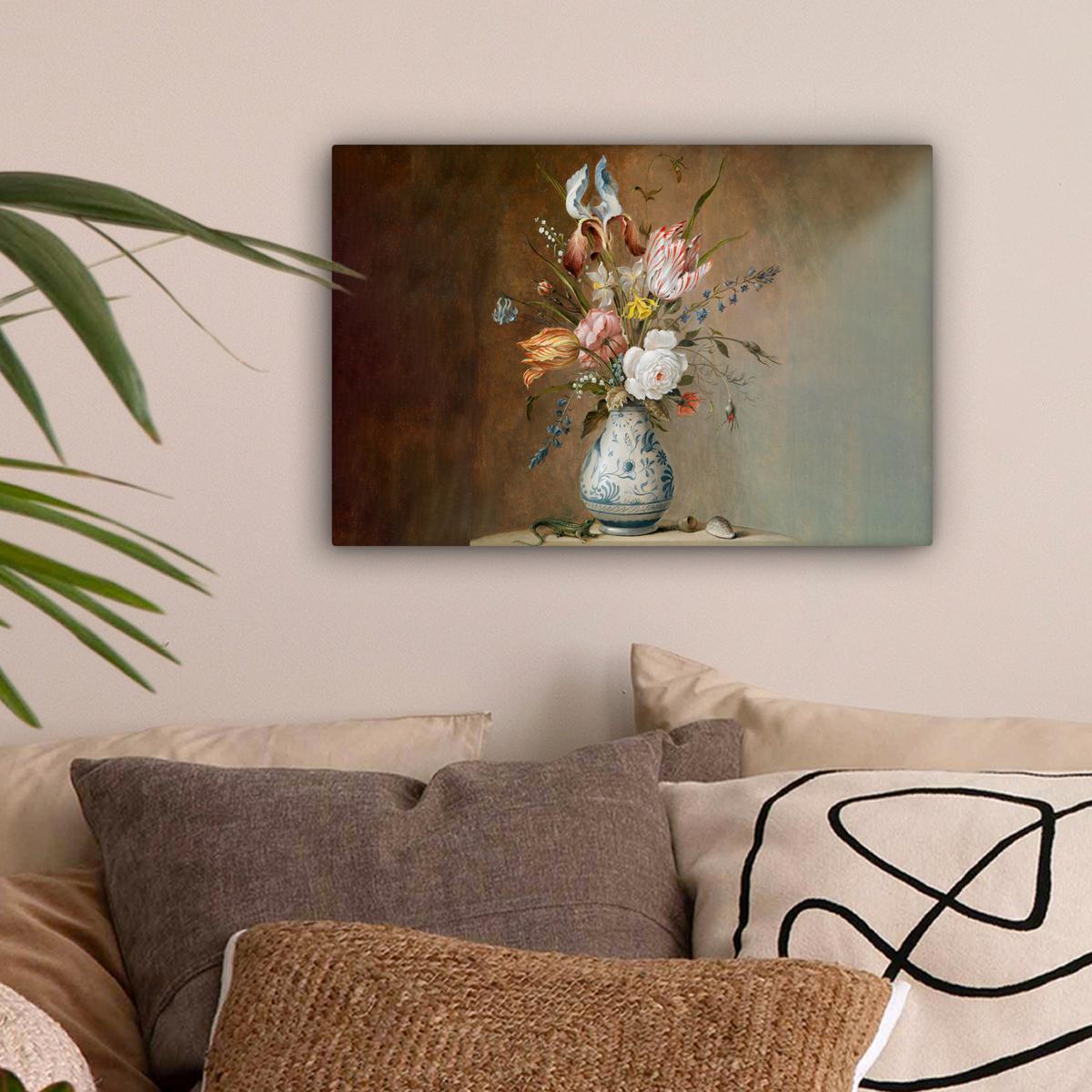 LEINWANDBILD Alte Meister - Blumen - Balthasar van der Ast Deko Schlafzimmer 30x20 cm - Hellbraun, Textil (30/20cm) - MuchoWow