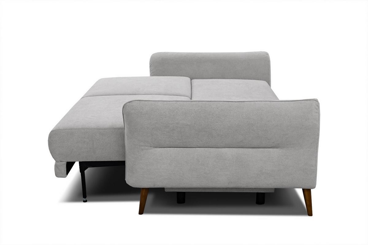 SOFA FIGARI 3-Sitzer mit Schlaffunktion, hellgrau - Hellgrau/Braun, Holz/Textil (232/90/107cm) - Wozimo