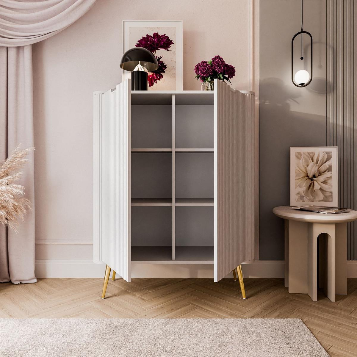 KOMMODE ZAIRA K103 zweitürig Weiß - Weiß, Holzwerkstoff (103/129/39cm) - Lookway