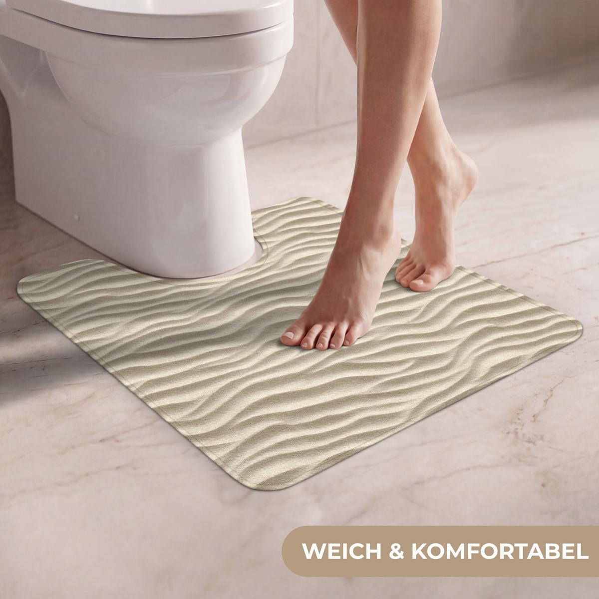 WC-VORLEGER Sand - Wellen - Beige Toilettenvorleger 55x60 cm - Beige, Textil (55/1cm) - OnlyWow