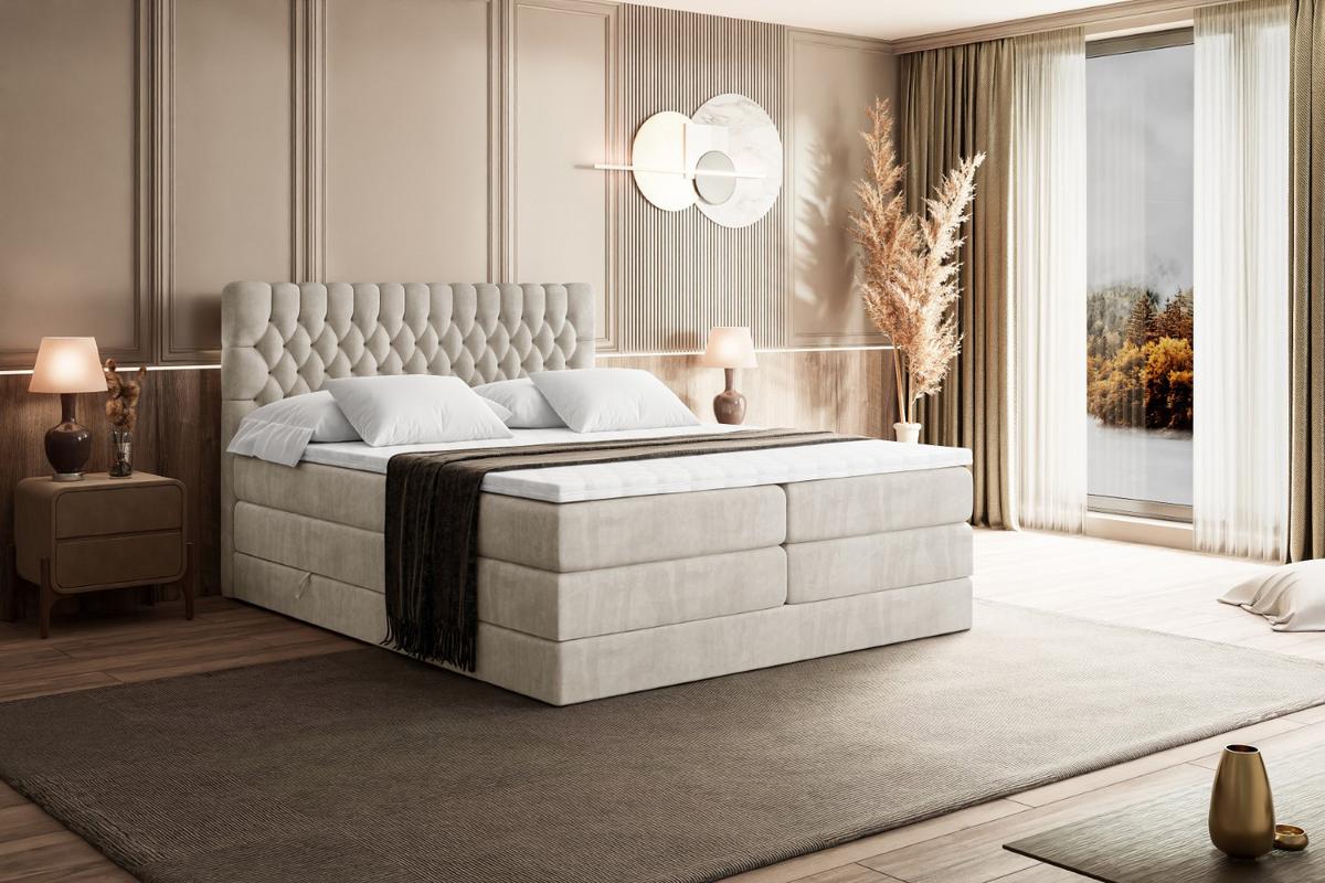 BOXSPRINGBETT SERENE KING - 120 x 200 - H3/H4 - Ecru - Ecru, Holzwerkstoff (120/200cm) - ALTDECOR