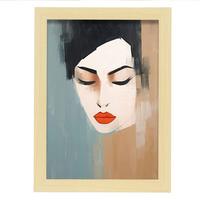 POSTER Lady Malika Blatt A4 Rahmen Aus Hellem Holz - Beige, Papier (29.7/5/21cm) - Nacnic