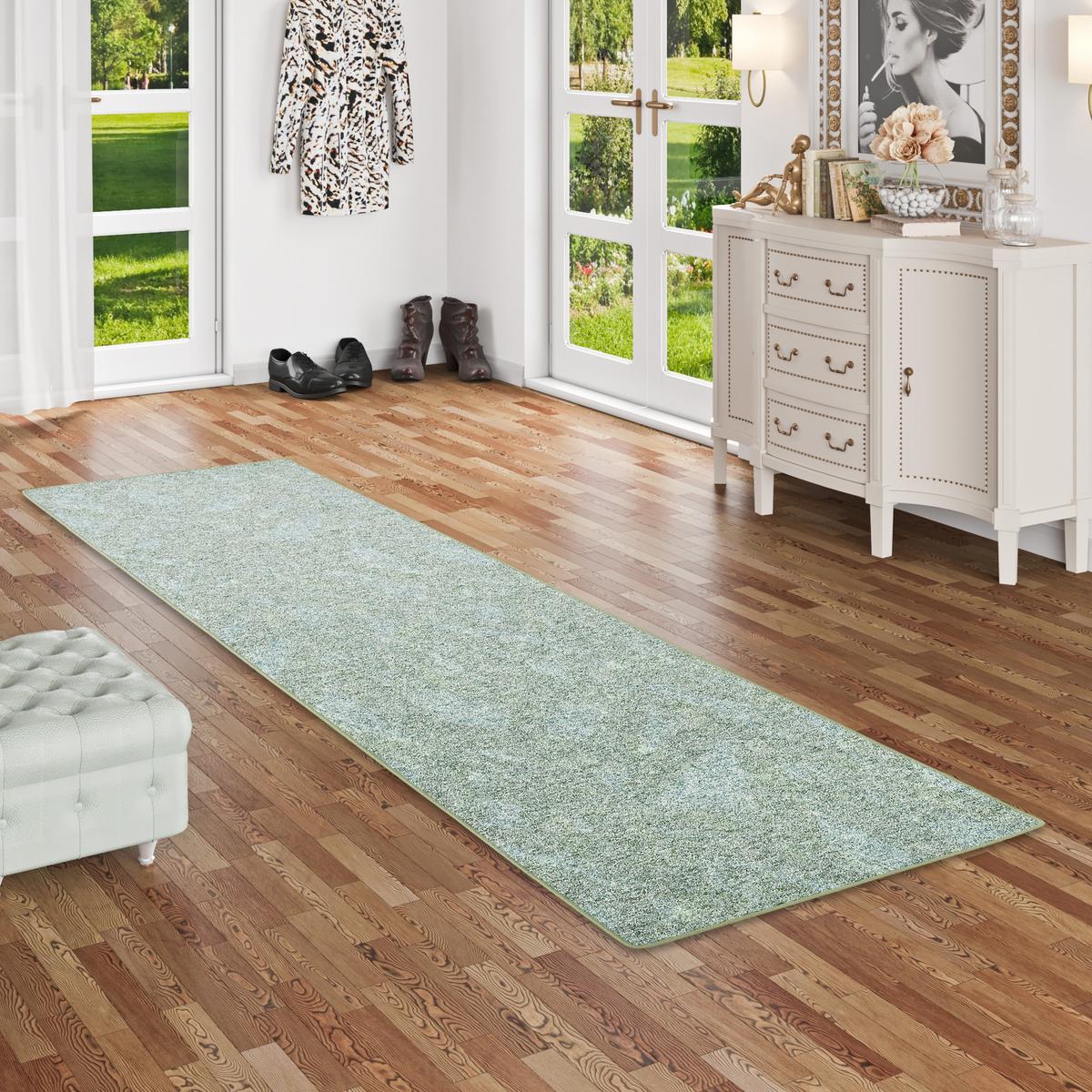 SCHLINGENTEPPICH MEMORY MELIERT LÄUFER - Grün, Textil (80/400cm) - Snapstyle
