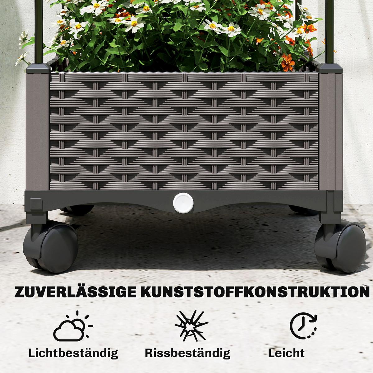 HOCHBEET mit Rankgitter aus Stahl Kunststoff, Schwarz - Schwarz, Kunststoff/Metall (40/185/40cm) - Outsunny