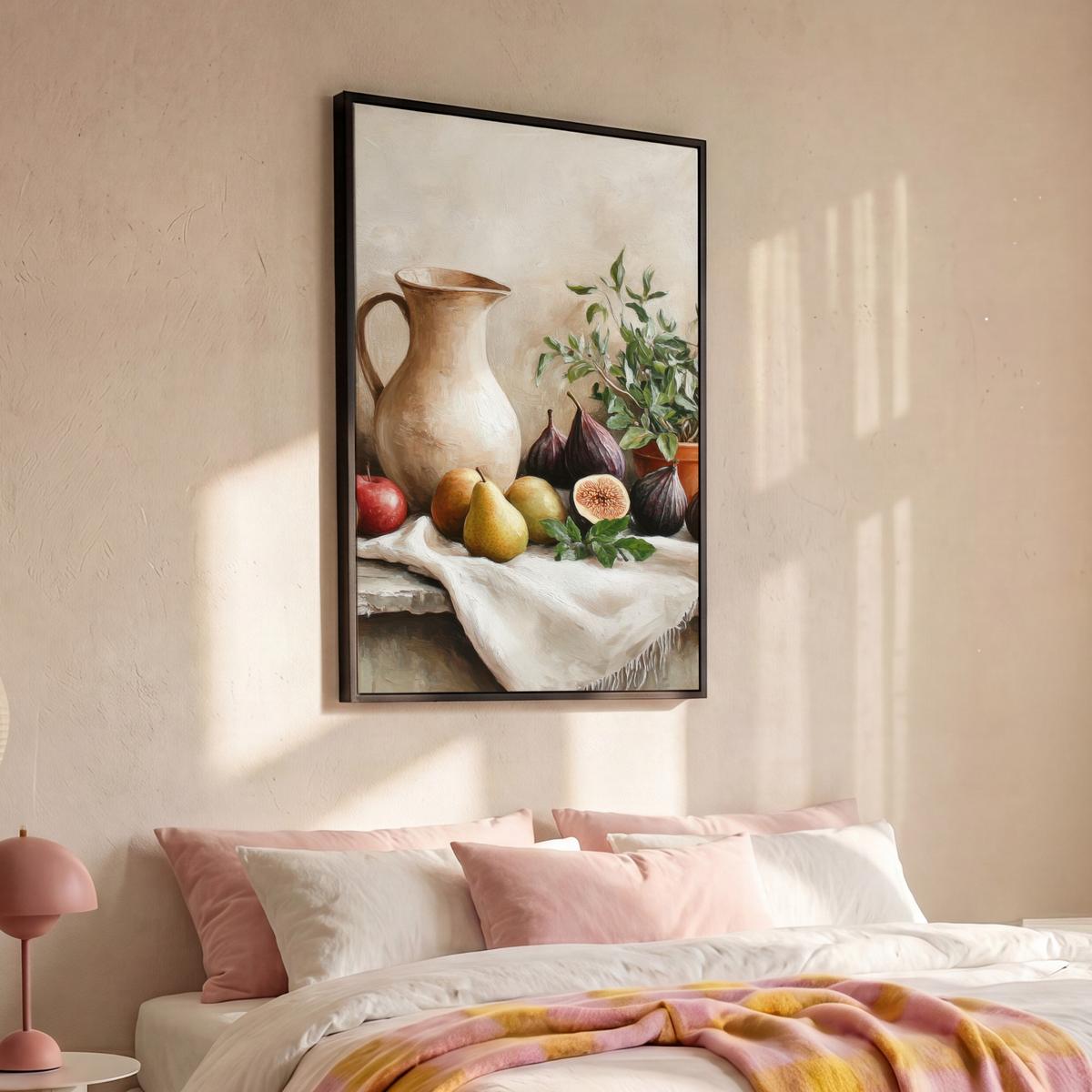 LEINWAND Bilder mit Rahmen - Obst - Kräuter - Ländlich - 100x150 - Naturfarben, Textil (100/150cm) - MuchoWow
