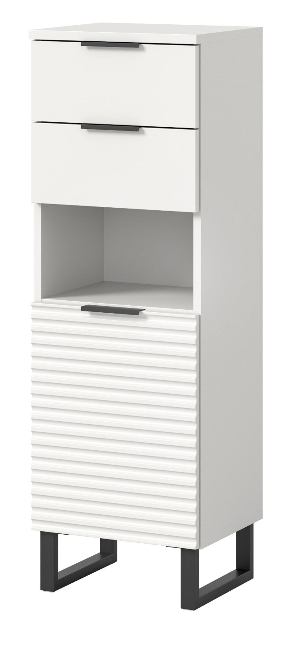 BADKOMMODE weiß 35 cm, Badschrank mit Soft-Close - Schwarz/Weiß, Holzwerkstoff/Metall (35/110/34cm) - Inn.Furn
