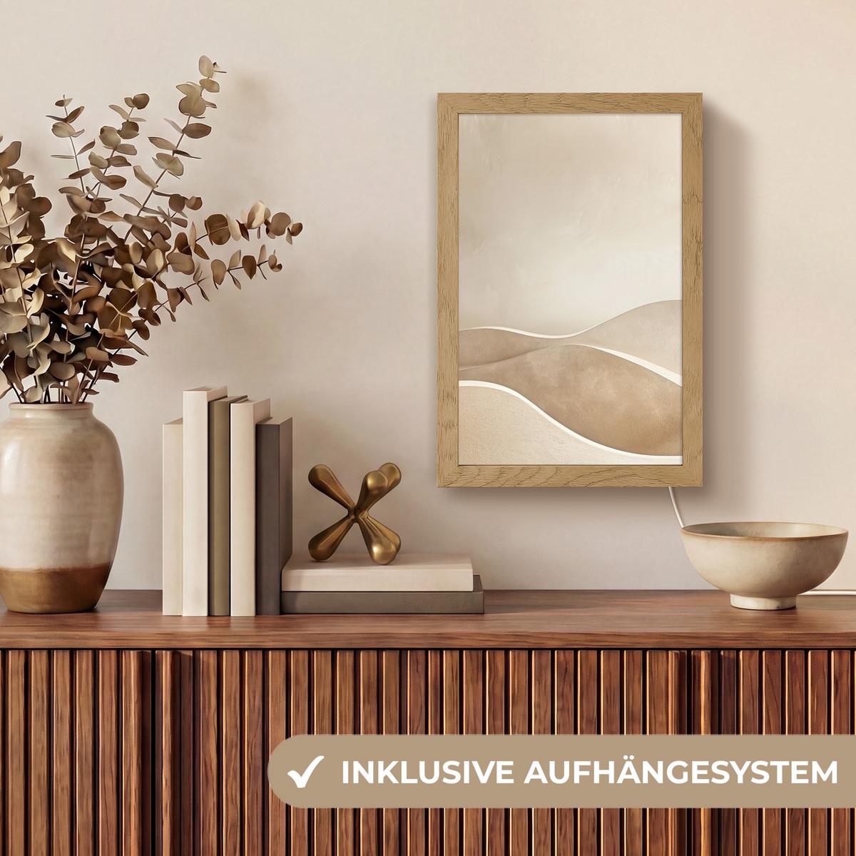 TISCHLEUCHTE Beige - Natur - Abstrakt - Modern 20x30 cm - Champagner, Holzwerkstoff (8/20/30cm) - OnlyWow