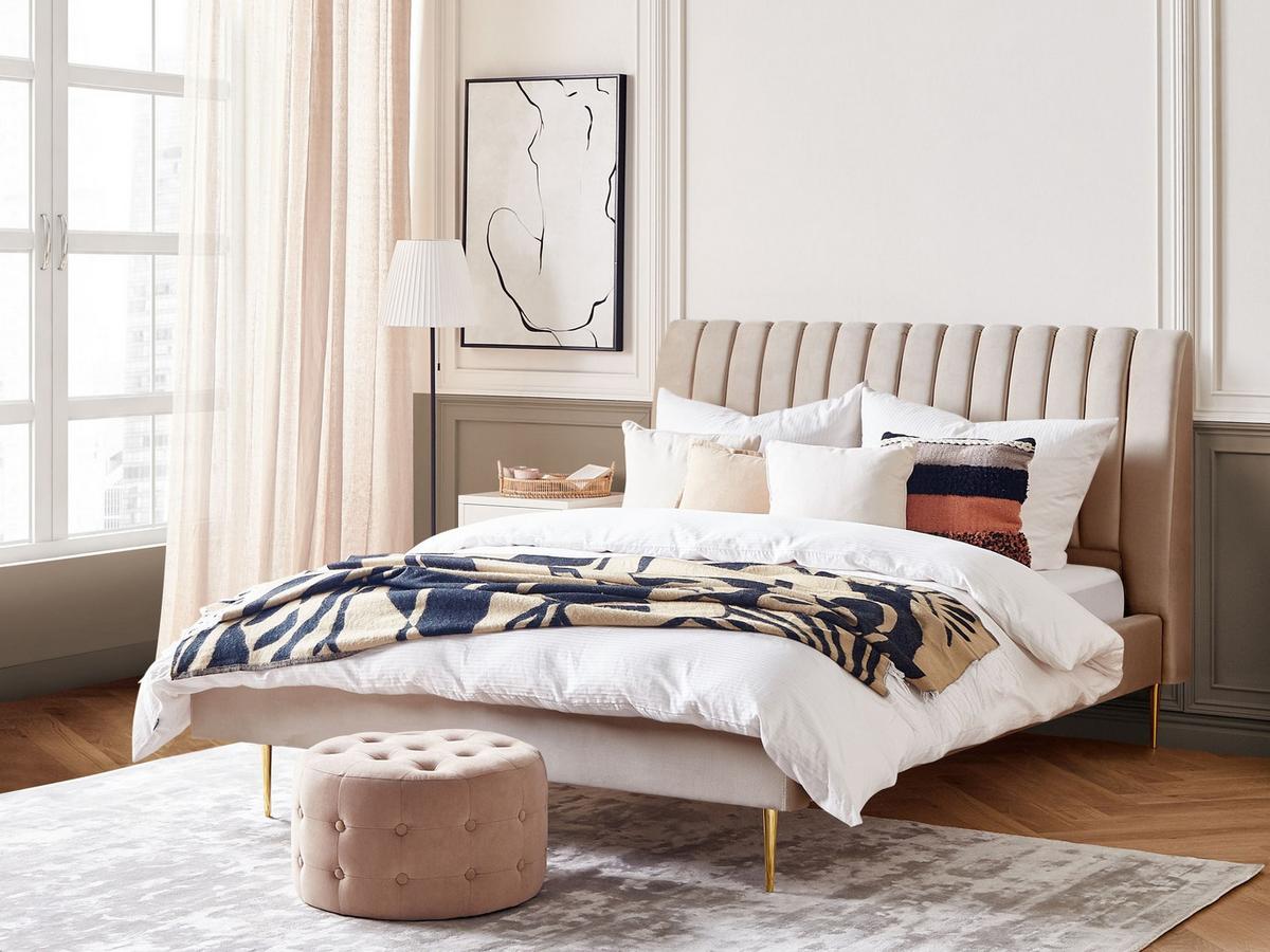 POLSTERBETT 180/200 cm Sandbeige Marville - Beige, Textil (180/200cm) - Beliani