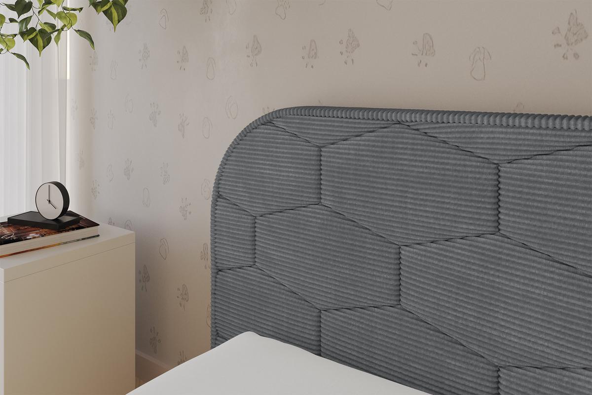 EINZELLBETT Jugendbett mit Bettkasten und Matratze H3/H4, Rechts - JAXY 80x200 Dunkelgrau - Schieferfarben, Holzwerkstoff/Textil (80/200cm) - ALTDECOR