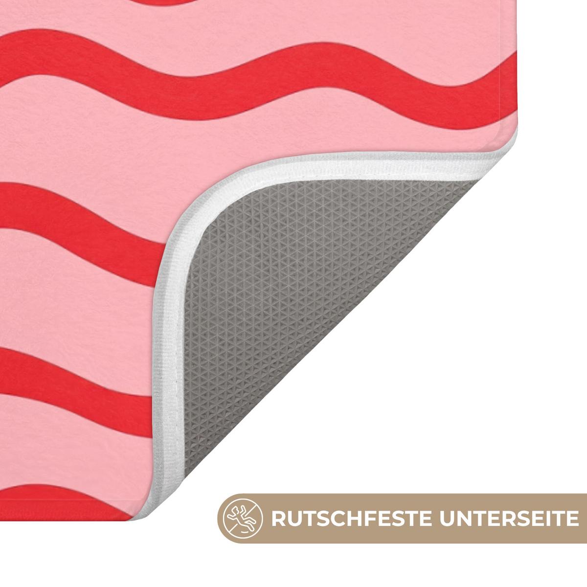 BADEMATTE Verspielt - Muster - Rot 60x90 cm - Rosa, Textil (60/90cm) - OnlyWow