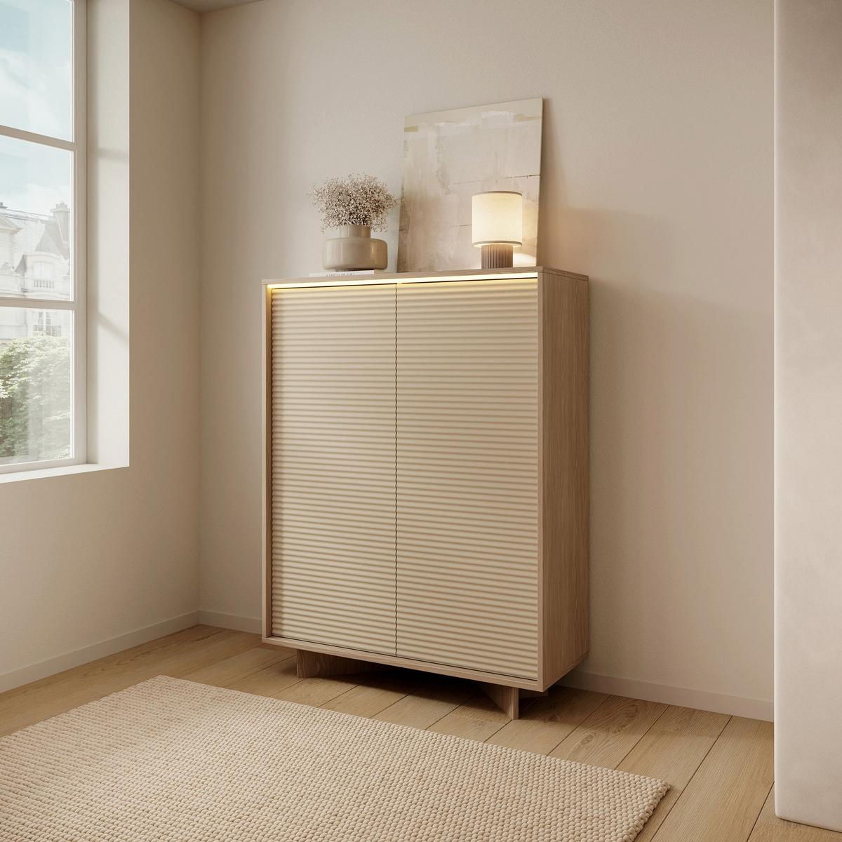 HIGHBOARD Semi 103 cm - Beige/Cappuccino, Holzwerkstoff (103.9/138.4/40cm) - Selsey