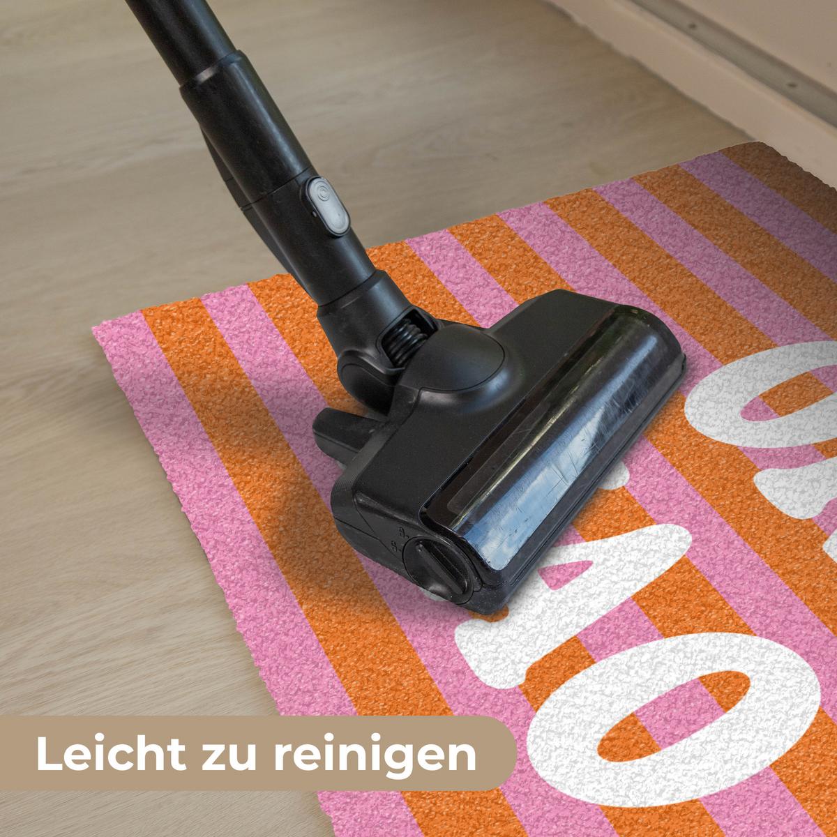 FUSSMATTE Ciao - Zitat - Streifen Sauberlaufmatte 60x40 cm - Orange, Kunststoff (60/0.4cm) - MuchoWow