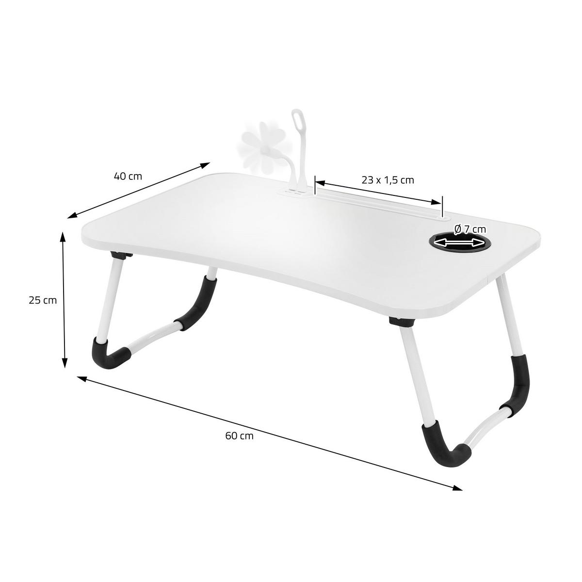 LAPTOPTISCH Weiß 60x40 cm klappbar - Weiß, Holzwerkstoff (60/40/25cm) - ML-DESIGN