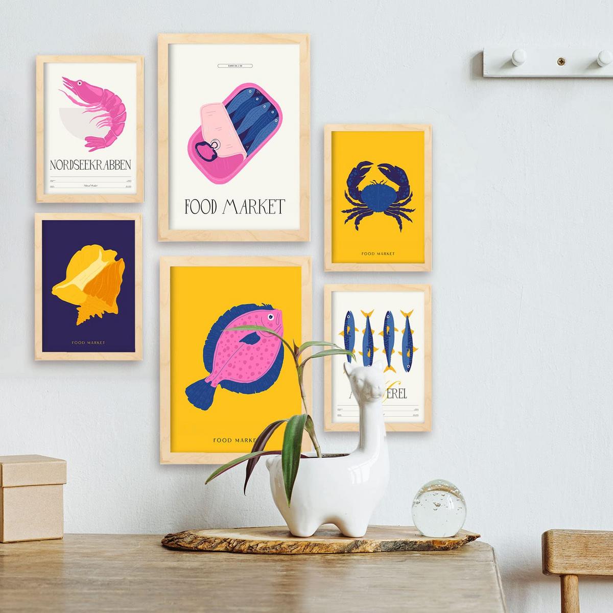 POSTER Set Mit 6 Lebensmittel Und Ernährungs Meeresfrüchte A3 & A4 Rahmenlos - Klar, Papier (29/3cm) - Nacnic