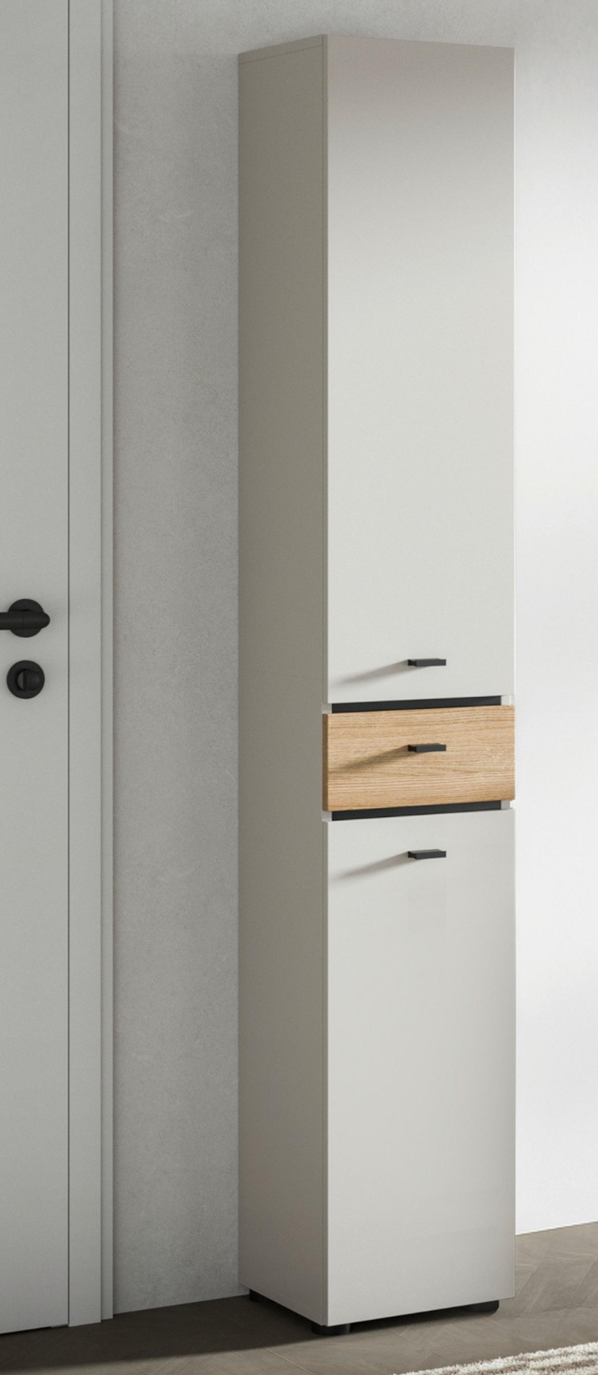 HOCHSCHRANK Kaschmir, Evoke Eiche 32 x 191 cm, Badschrank mit wechselbarem Türanschlag - Kaschmir/Eichefarben, Holzwerkstoff/Kunststoff (32/191/30cm) - Inn.Furn