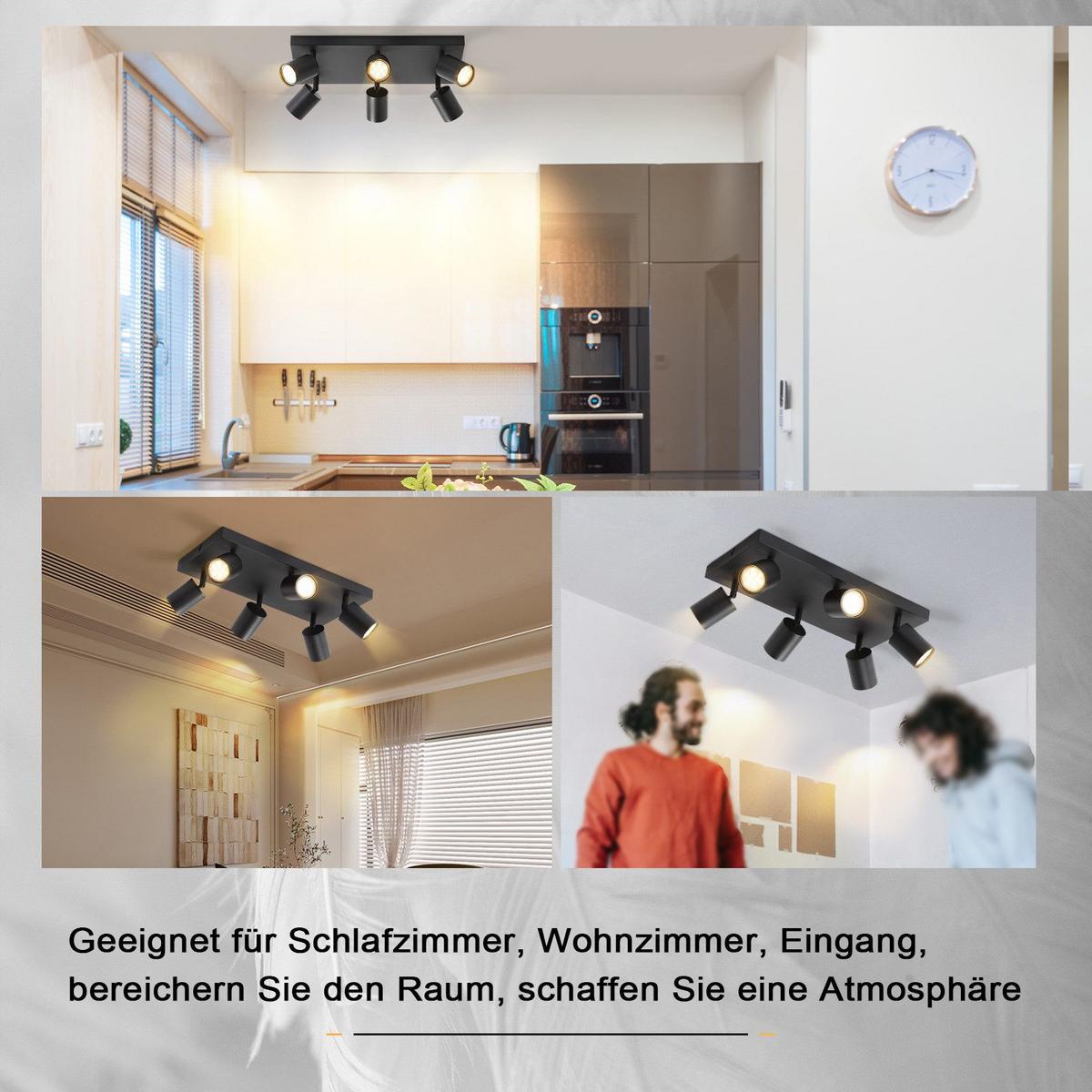 DECKENSTRAHLER Flammund 40/20/14.4 cm - Schwarz, Metall (40/20/14.4cm) - ZMH