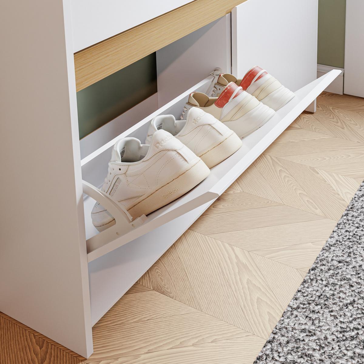 SCHUHREGAL mit klappbaren Fächern FSR225-E-W - Weiß, Holzwerkstoff (19/99.5/103cm) - SoBuy
