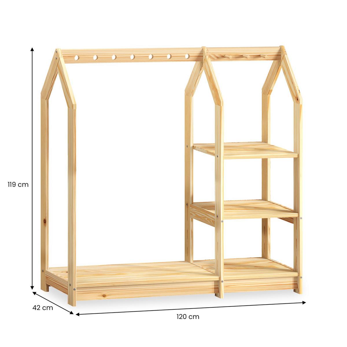 KINDER KLEIDERSTÄNDER SALLY - Naturfarben, Holz (120/118/42cm) - IDIMEX