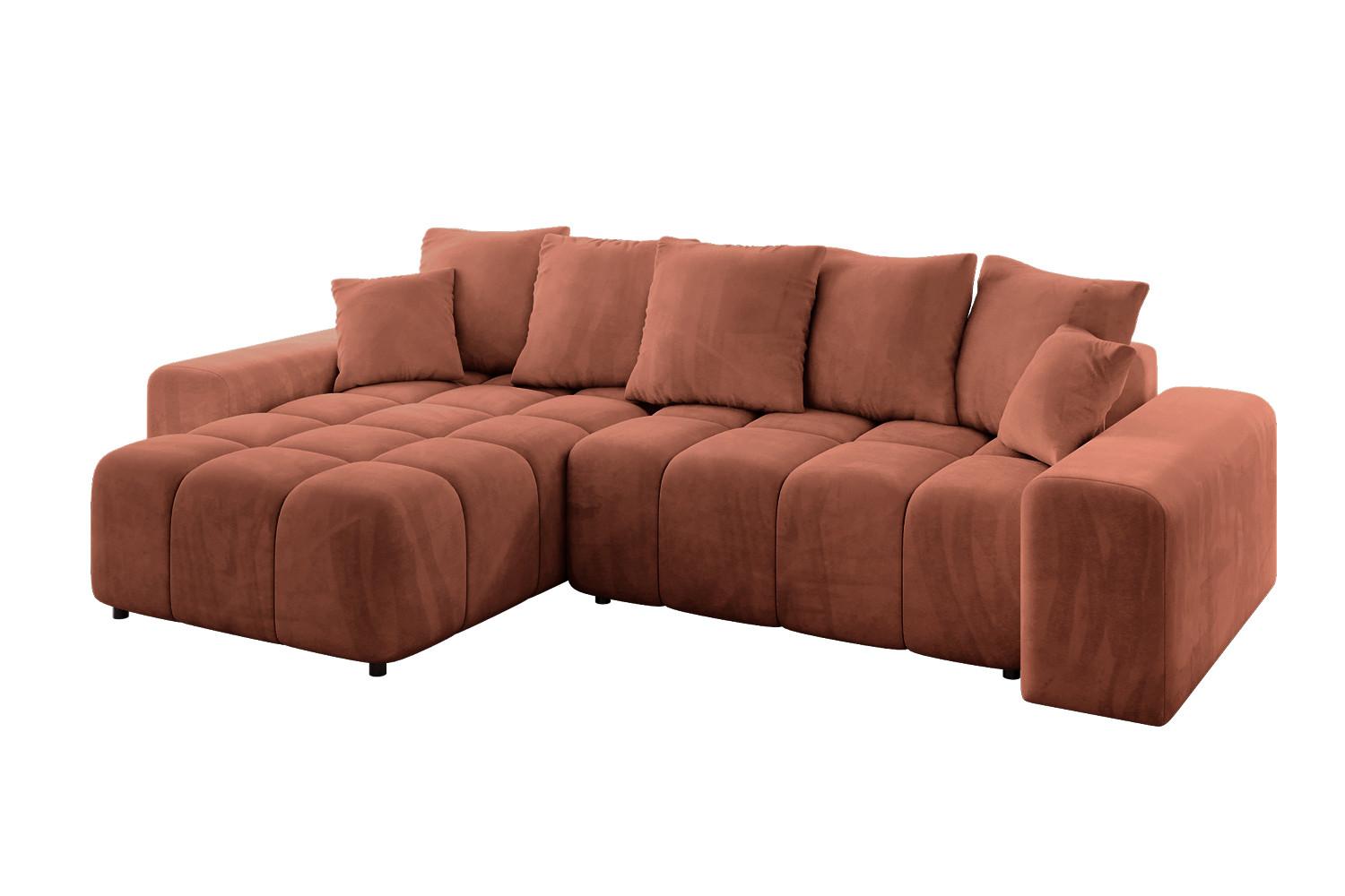 ECKSOFA Ottomane links ENIL-L 297x189x68 Koralle Velours - Koralle, Holzwerkstoff/Kunststoff (297/189cm) - ALTDECOR