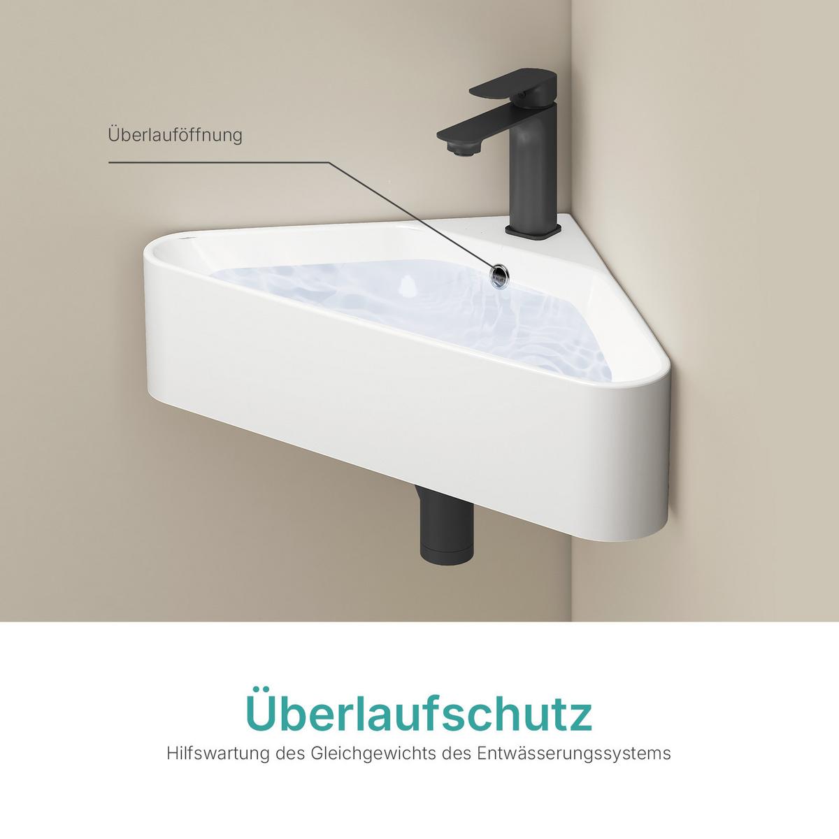 WASCHBECKEN Dreieckig Keramik Aufsatzbecken 56/34,5/13 cm - Weiß, Keramik (56/13/34cm) - EMKE