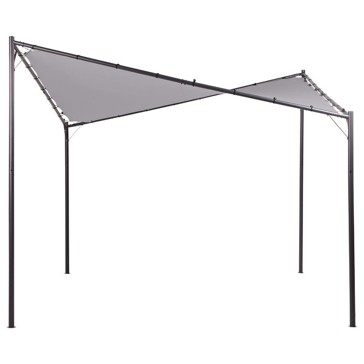 PERGOLA Stahl grau 300/300 cm Aventine - Schwarz/Grau, Kunststoff (300/260/300cm) - Beliani