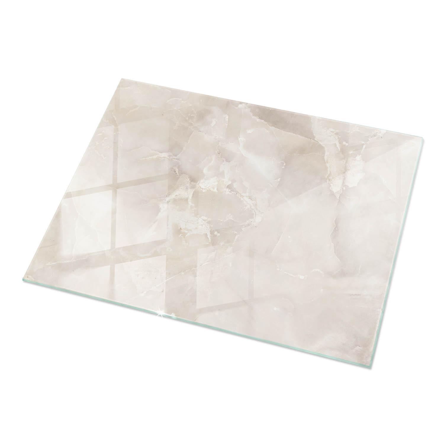 TISCHPLATTE 120x80 cm Marmorstrukturmuster - Creme, Glas (0.4/120/80cm) - TULUP