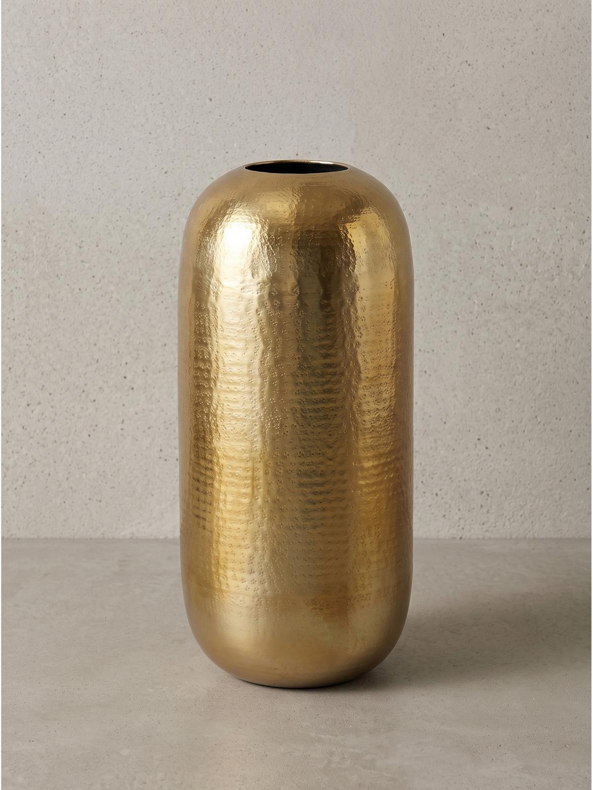 BODENVASE AMALFI, Aluminium, handgefertigt, Gold, Ø 20 x 45 cm - Goldfarben, Metall (45cm) - KADIMA DESIGN