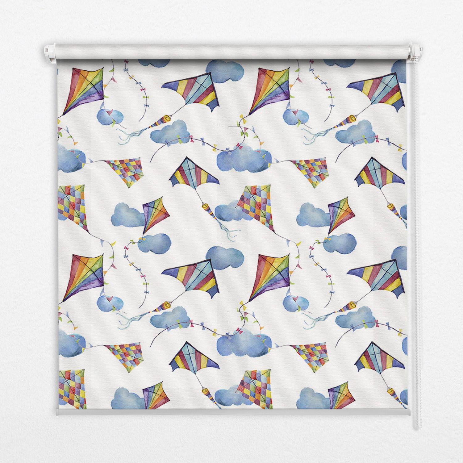INNENROLLO - Fensterrollo - Rollo - 110x140 cm - Bunte Drachen - Blau, Kunststoff (110/140/0.5cm) - TULUP