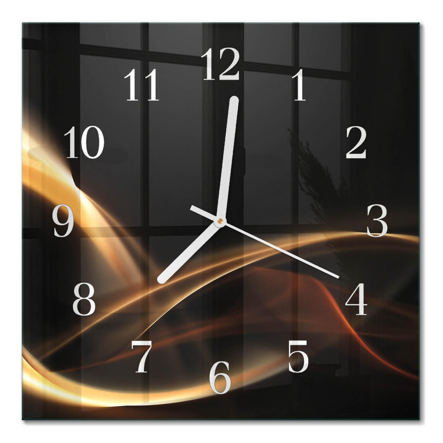 WANDUHR aus Glas 30x30 cm - Abstrakte Linien - Goldfarben, Glas (30/30/0.4cm) - TULUP