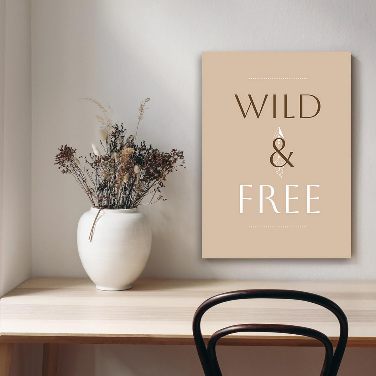 WANDBILD beschriftung wild & frei - Beige, Textil (40/60cm) - Feeby