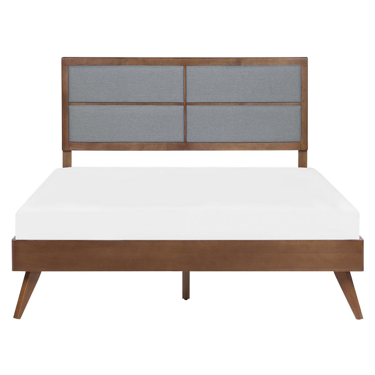HOLZBETT 160/200cm Dunkler Holzfarbton Poissy - Dunkelbraun, Holzwerkstoff/Textil (160/200cm) - Beliani