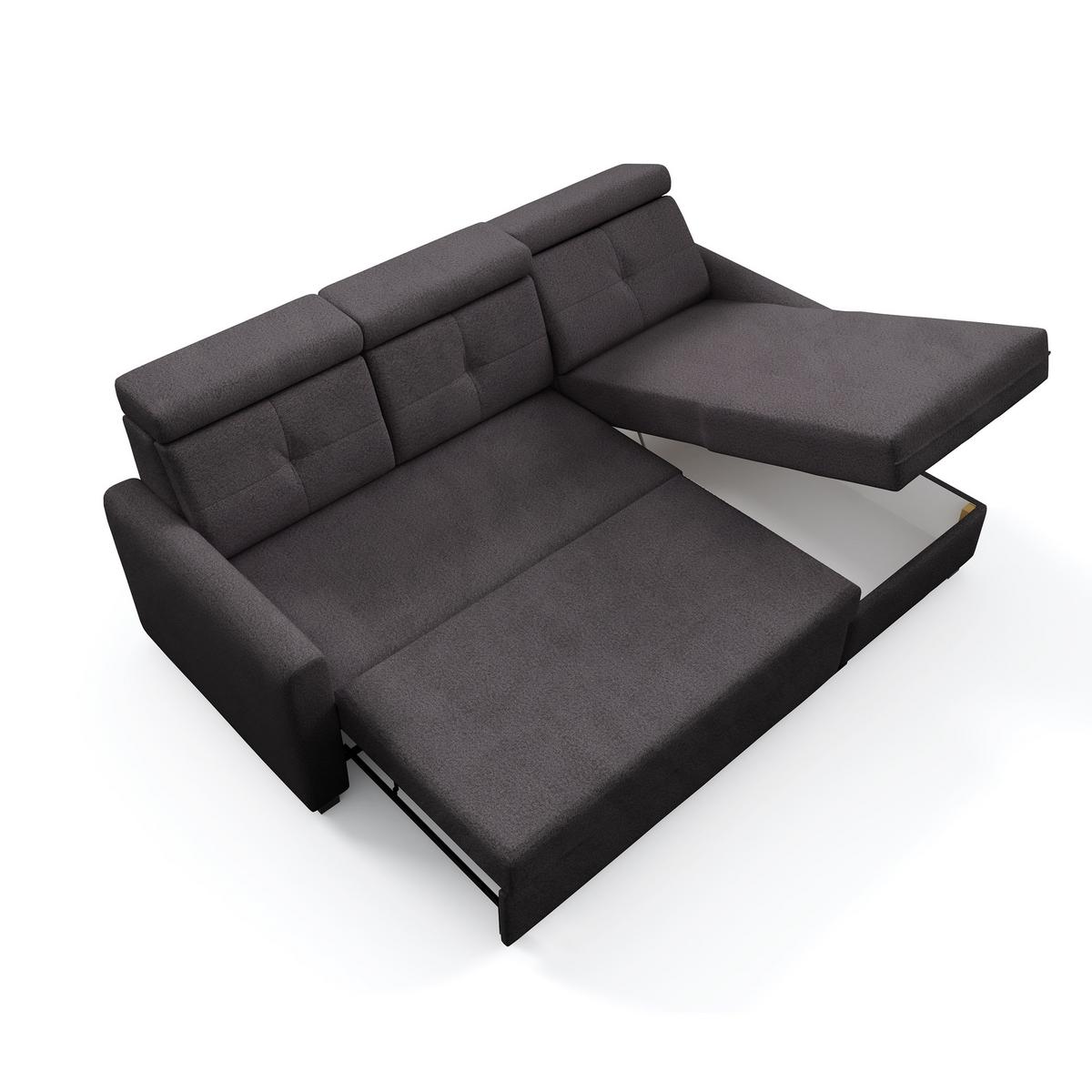 ECKSCHLAFSOFA Milano, Schwarz, rechts - Schwarz, Textil (217/166cm) - Beautysofa