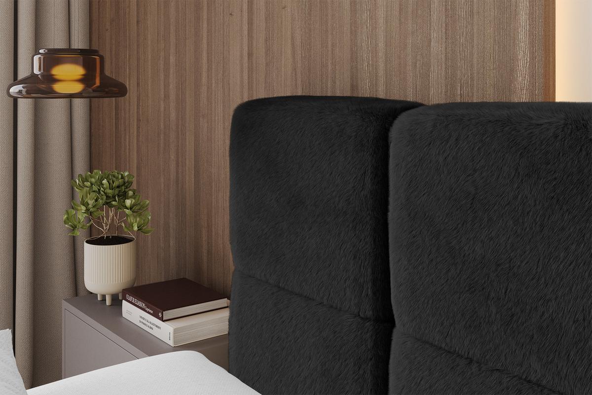 POLSTERBETT mit Bettkasten und Lattenrost mit Kopfteil, Boxbett ohne Matratze, mit Stauraum - NATA 200x200 Schwarz - Schwarz, Holzwerkstoff/Textil (200/200cm) - ALTDECOR