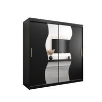 SCHWEBETÜRENSCHRANK 200/200/62 2-türig - Silberfarben/Schwarz, Holz/Kunststoff (200/200/62cm) - MÖBEL KRYSPOL