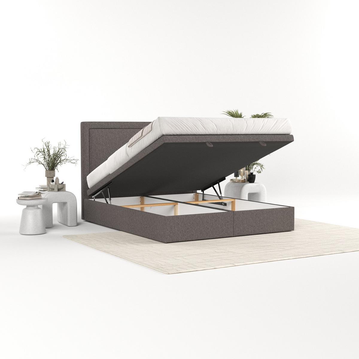 POLSTERBETT Salma mit Stauraum 200/200 cm Braun im Megan Stoff - Schwarz/Braun, Holz/Holzwerkstoff (200/200cm) - AltaBeds
