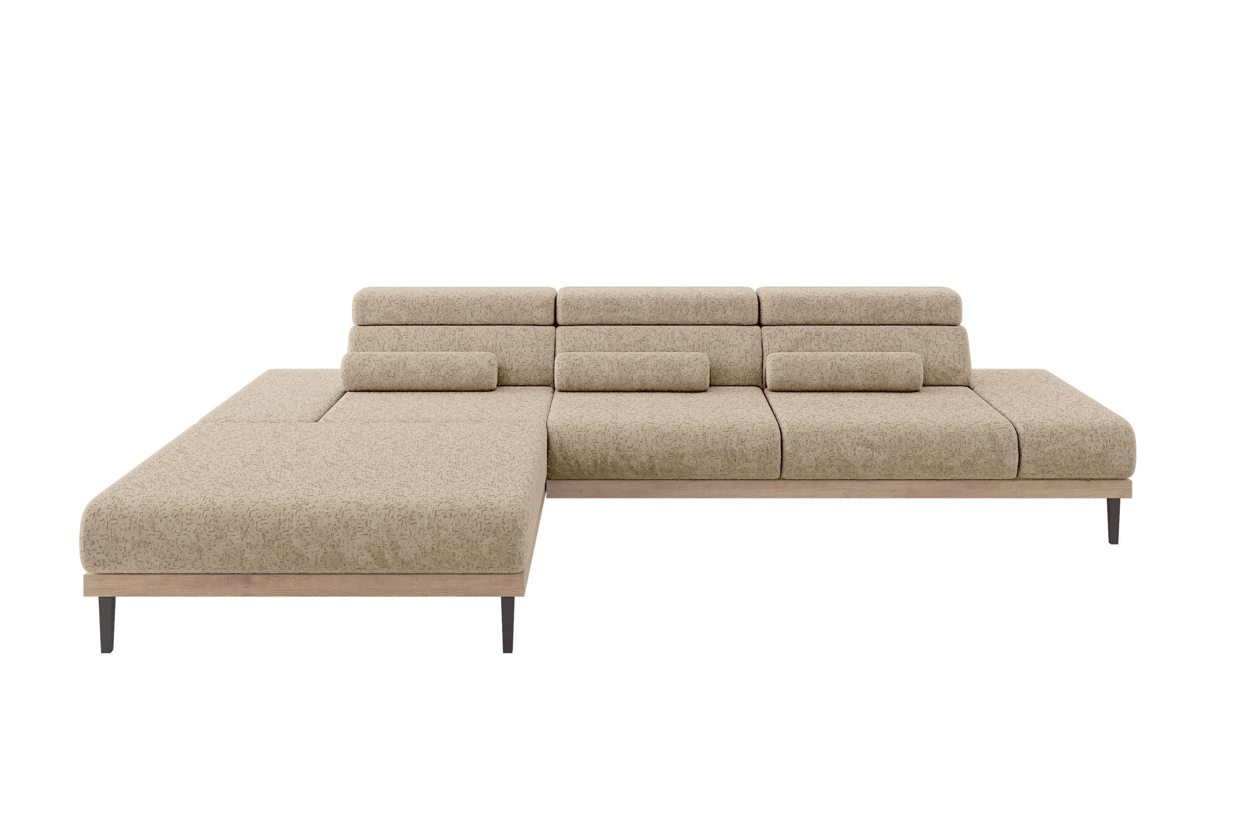 ELEKTRISCHES ECKSOFA Links MONA 316x205x85 Braun Velours - Braun, Holzwerkstoff/Textil (316/205cm) - ALTDECOR