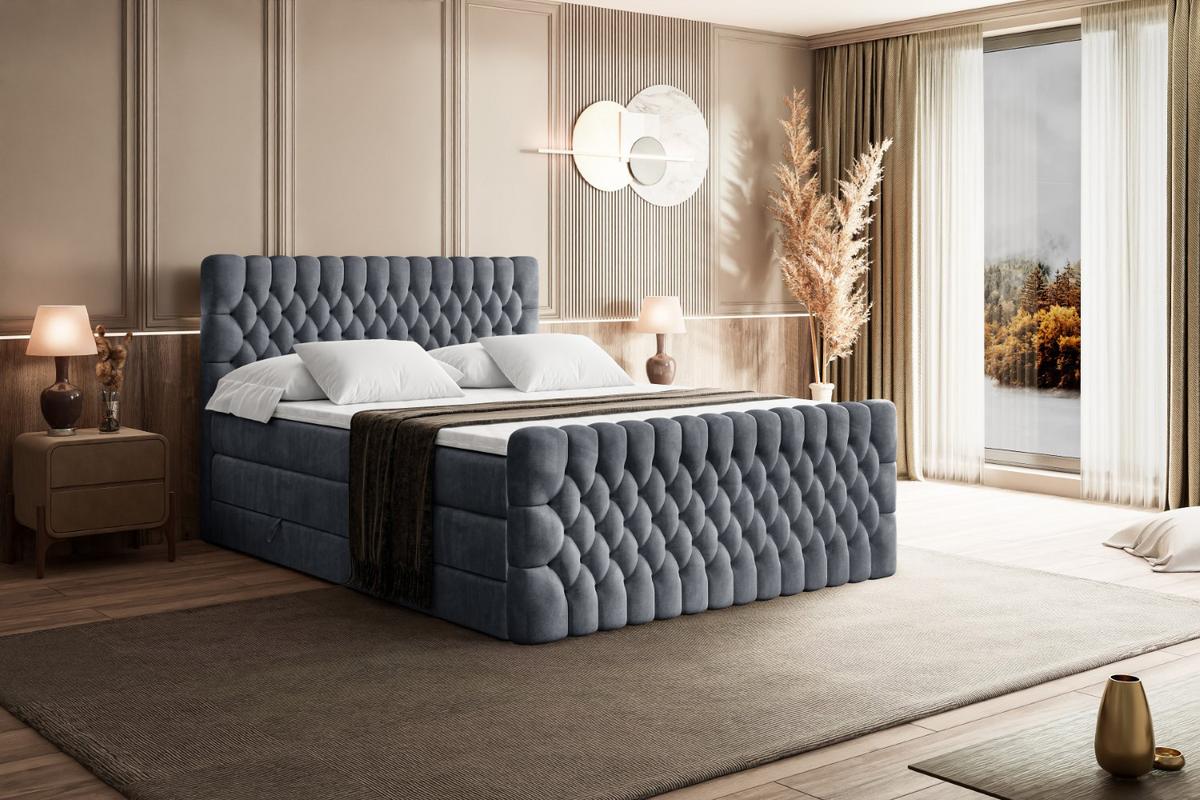BOXSPRINGBETT SERENE-Z KING - 140 x 200 - H3/H4 - Grau - Grau, Holzwerkstoff (140/200cm) - ALTDECOR