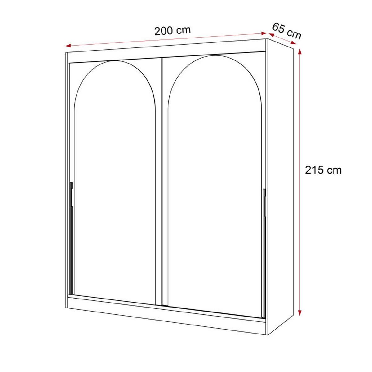 SCHWEBETÜRENSCHRANK CLARITY 2-türig 200/65/215 cm Schwarz / schwarze Griffe - Schwarz, Holzwerkstoff/Kunststoff (200/215/65cm) - Idohome