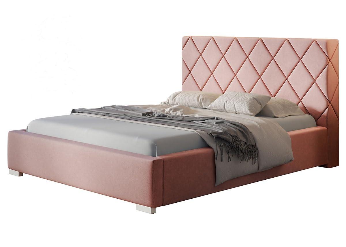 POLSTERBETT Málaga mit Kopfteil, 140x200 cm, Doppelbett mit Bettkasten und Lattenrost aus Holz, Velourstoff Grau - Grau, Holz/Textil (140/200cm) - Alpi-Möbel
