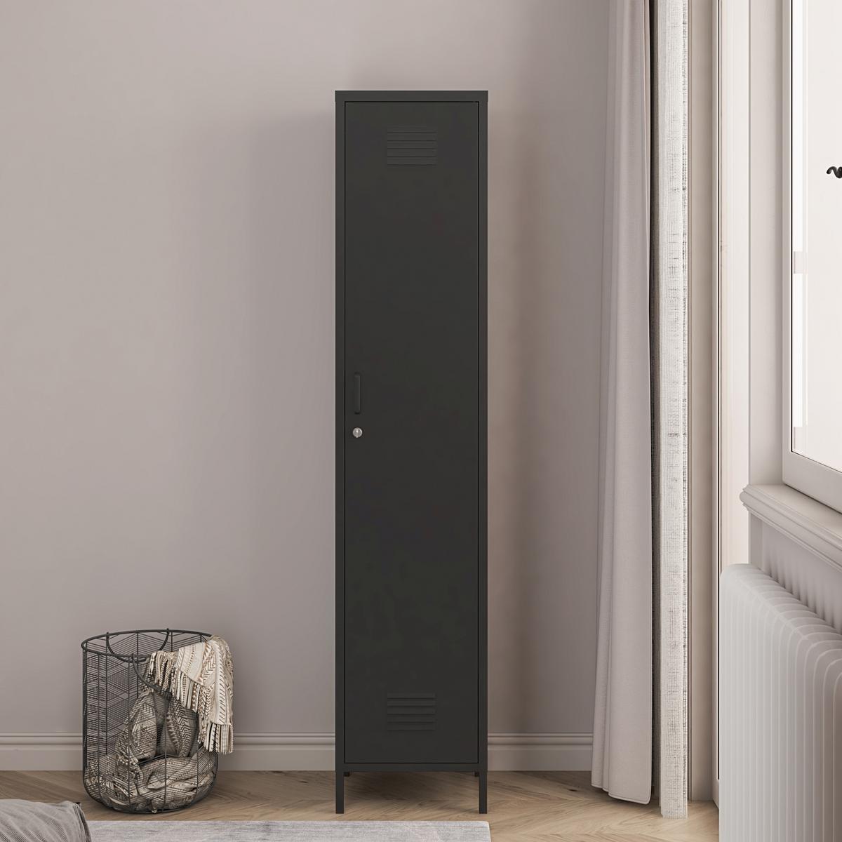 KLEIDERSCHRANK Seinäjoki - Schwarz, Metall (38/180/38cm) - [en.casa]