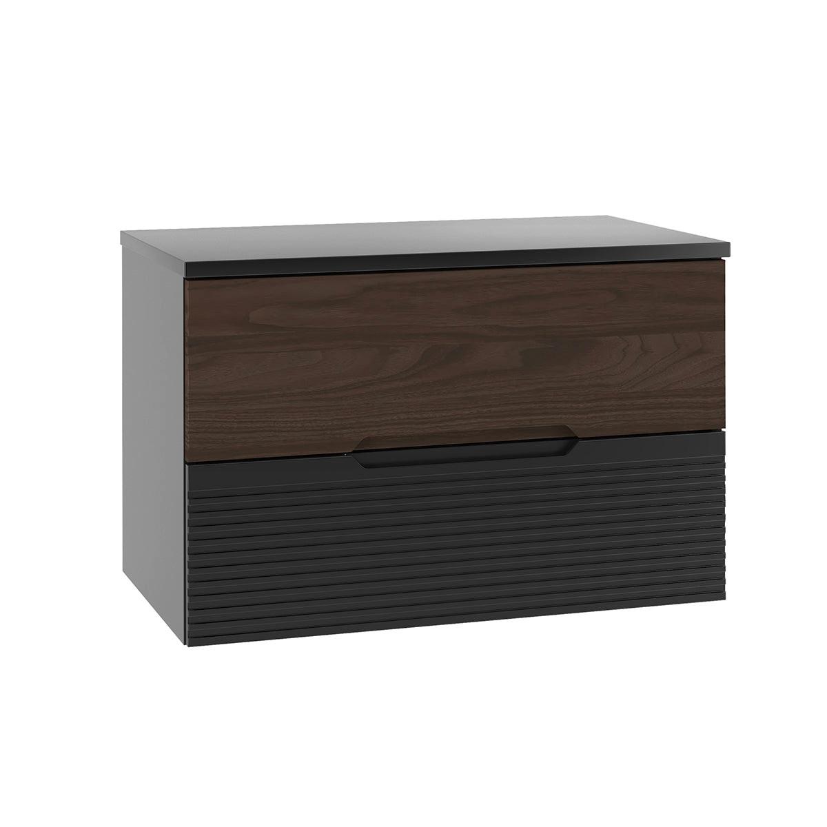 WASCHTISCHUNTERSCHRANK 80.6cm Sylla Schwarz und Holz - Schwarz, Holzwerkstoff (80.6/52.2/45.8cm) - Petits-meubles