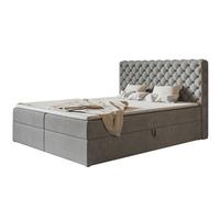 BOXBETT MIAMI mit 2 Bettkästen, 120x200, Farbe: Grau, Velourstoff, Doppelbett mit Bonell-Matratze - Grau, Holz/Kunststoff (120/200cm) - Alpi-Möbel