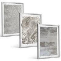 BILDER SET 3er Set - 40x60 cm Silberner Rahmen - Industrielle abstrakte Muster - Silberfarben, Kunststoff (40/60cm) - TULUP